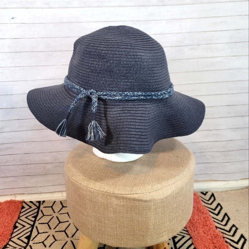 Madewell Navy Braided Rope Wide-Brim Sun Hat